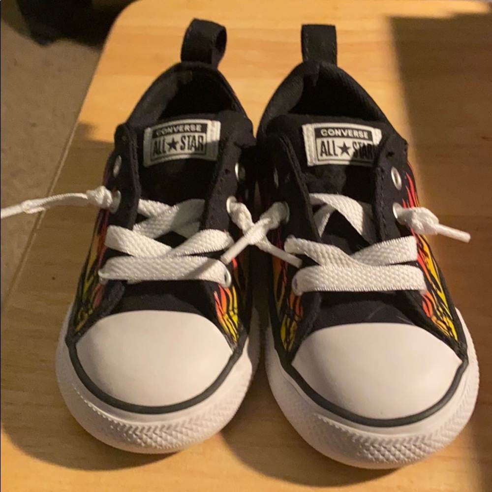 Toddler Converse Black with Flames Size 8 NWOB